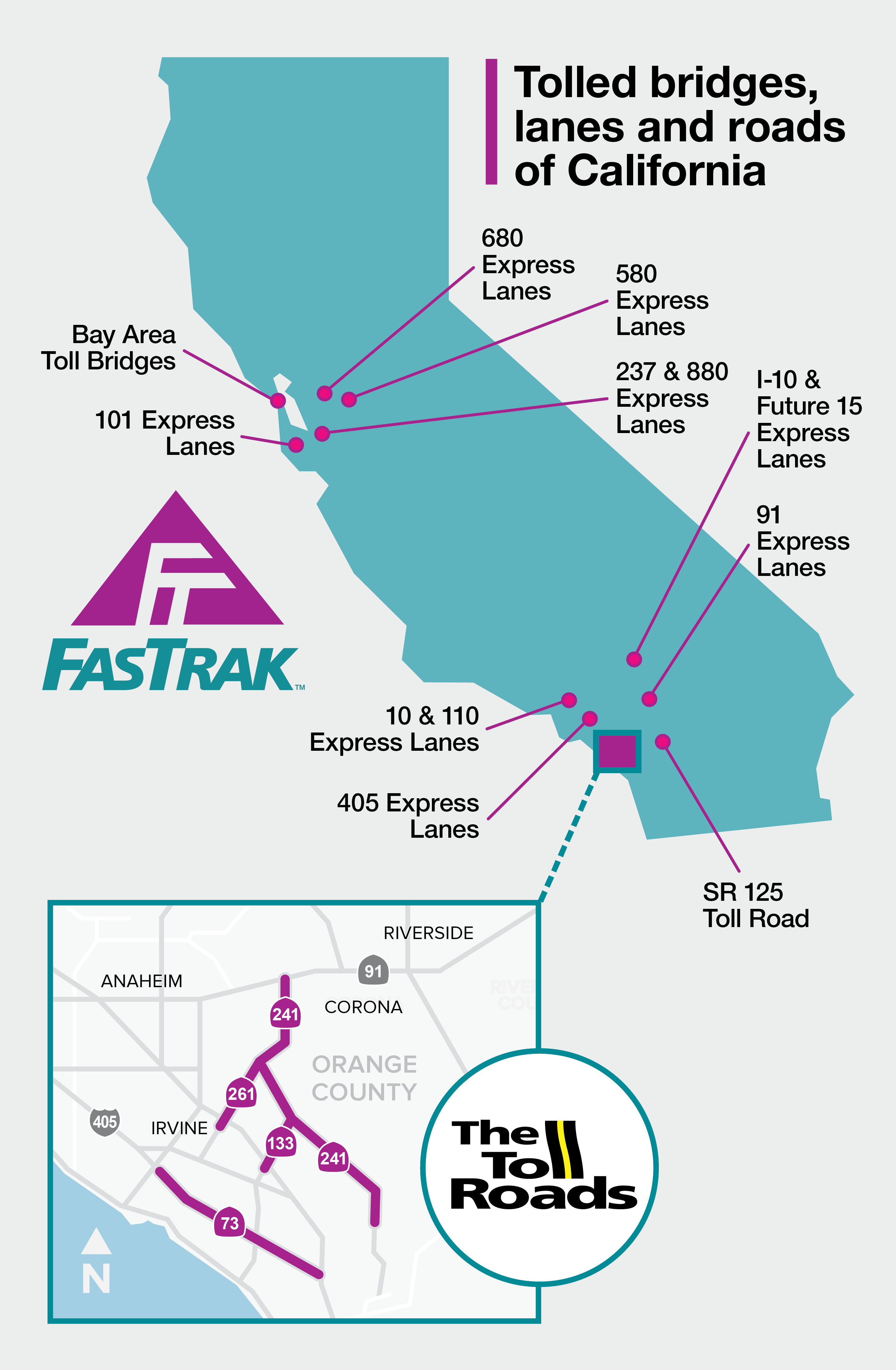 Fastrak throughout California map