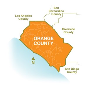 map of orange county showing other nearby counties