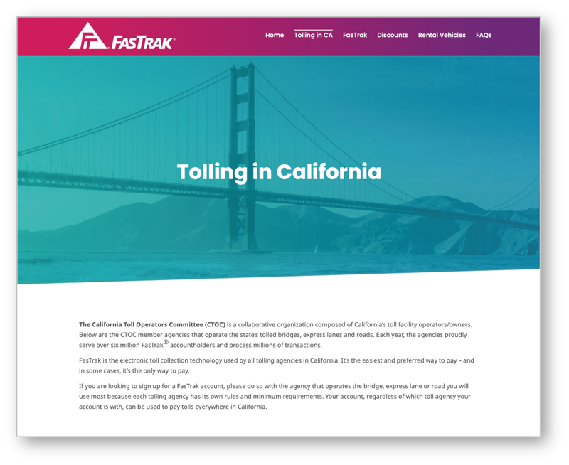 California Toll Operators Launch New FasTrak Website | The Toll Roads