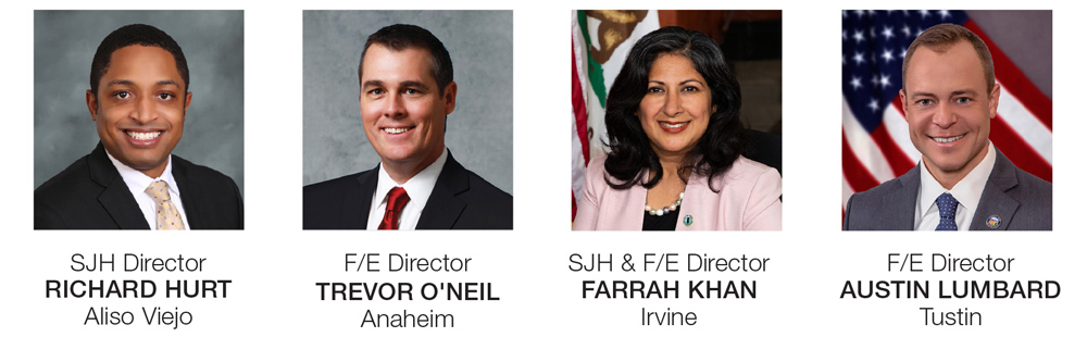 New Directors Richard Hurt - Aliso Viejo, Trevor O'Neil - Anaheim, Farrah Khan - Irvine, Austin Lumbard - Tustin